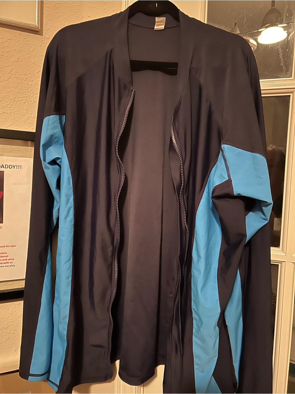 Women’s Navy and Light Blue Zip-Front swim cover